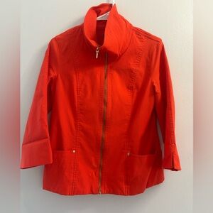 Attyre New York Vibrant Red Zip-Up Jacket Size M Gold Hardware Stretch